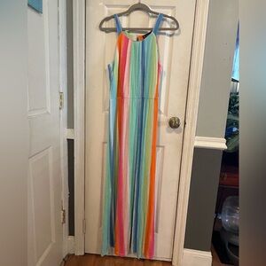 NWT New York & Company Pastel Multicolor Pleated Maxi Dress